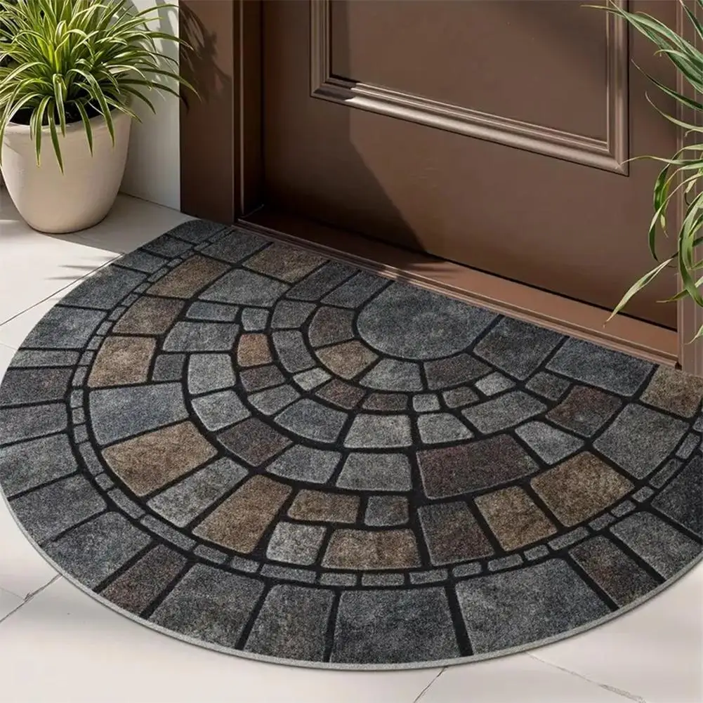 Halbrunde Fußmatte für Außen- und Innenbereich, Willkommensmatte für Eingang, Vorraum, Terrasse, Veranda - Wasserdicht, Rutschfeste Rückseite