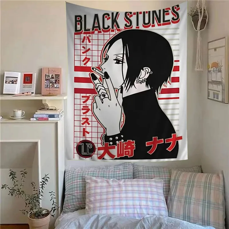 Tapisserie d'anime classique japonaise de style hippie VIKAMA |   Affiches murales décoratives |   Décoration esthétique pour la maison, salon, dortoir, chambre à coucher