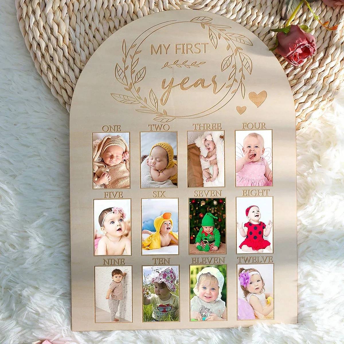 Ylsteed Newborn First Year Photo Frame Photography Props 12 Month Baby Growth Picture Record Milestone Board Baby Souvenirs gift