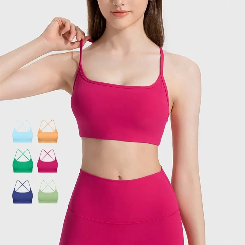 Slinging Vest for Women Wearing Summer Chest Cushion Beautiful Back Lingerie Bra with Chest Cushion Inner Yoga Fitness Suit