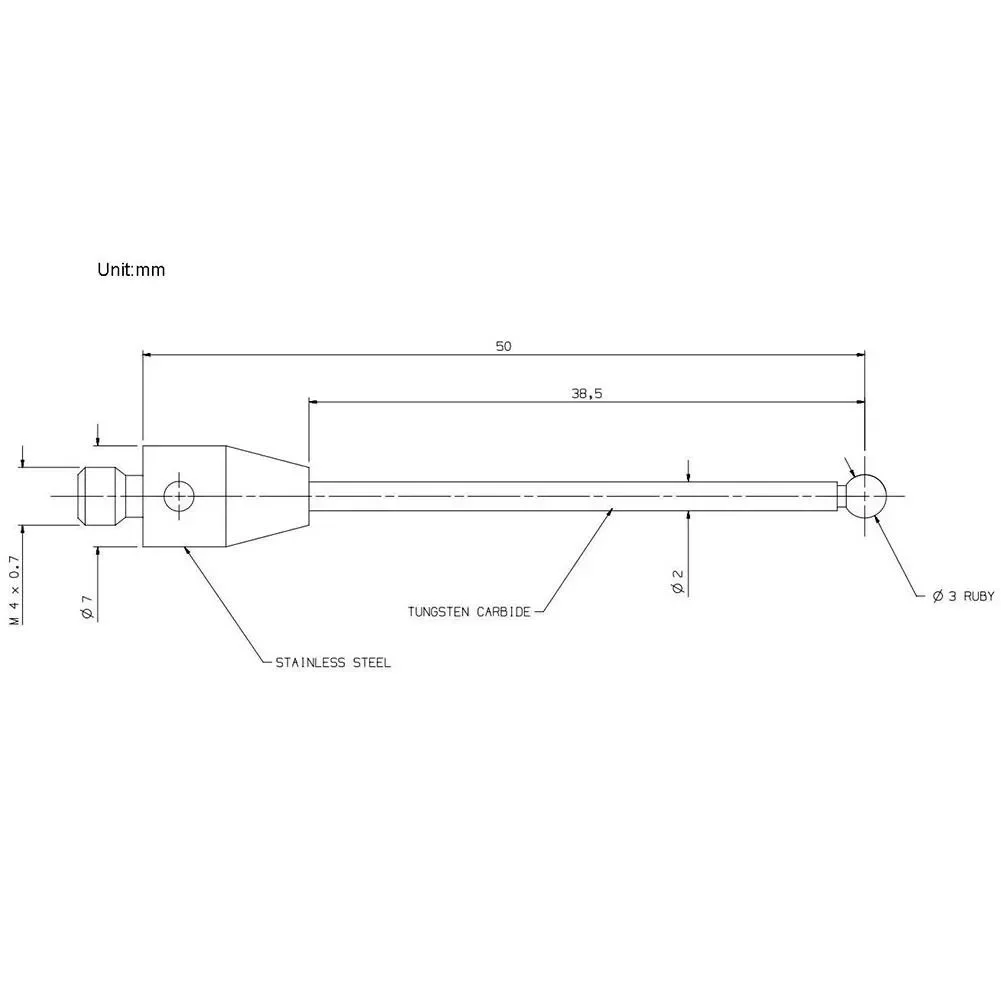 Cnc工作機械用3mm長チップ付きセラミックスタイラス,A-5003-3680 cmm,50mm