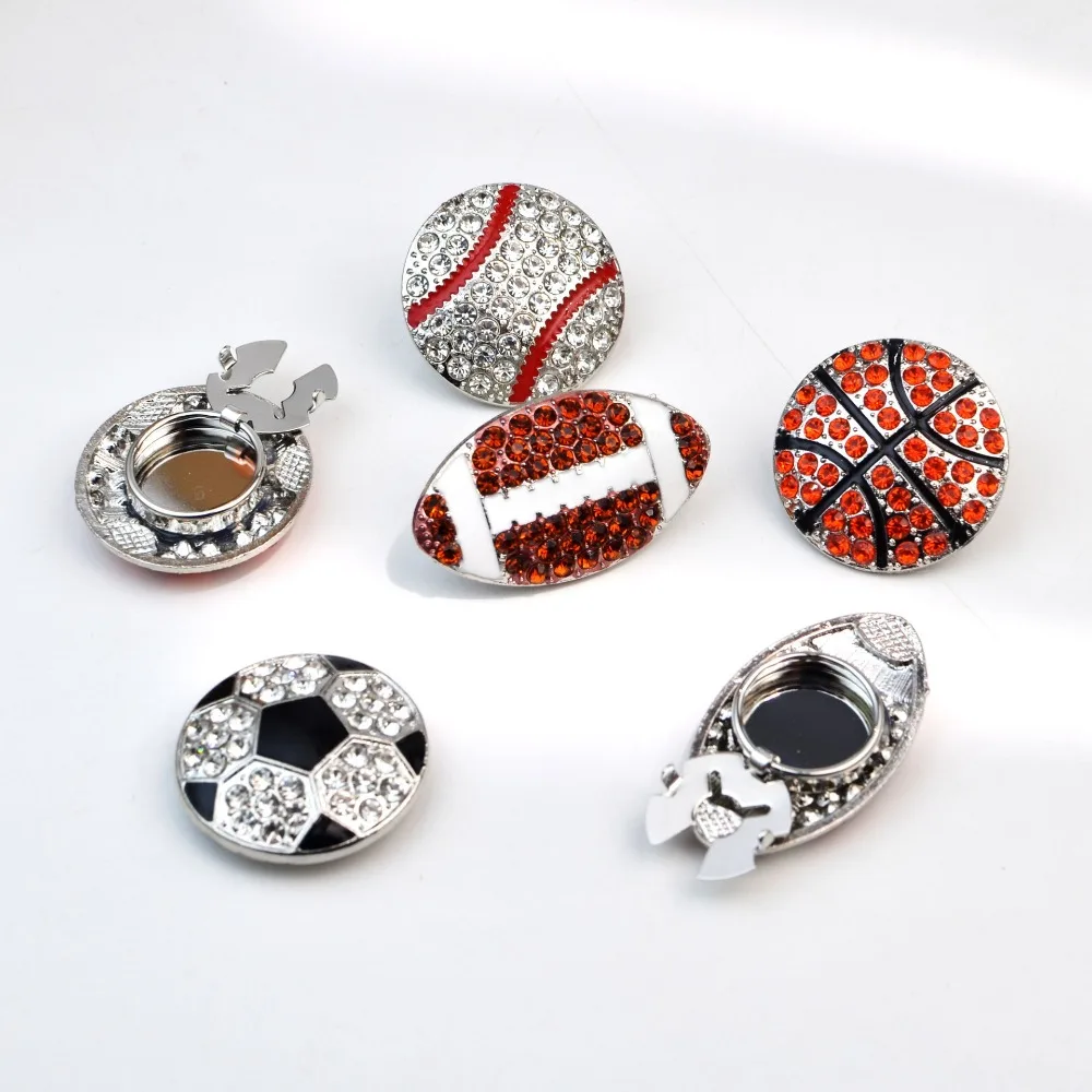 2PCS Metal Button Cover Shirt Cufflinks Tortoise Sports Theme Design Football Basketball Rugby Baseball Rhinestone Accessory