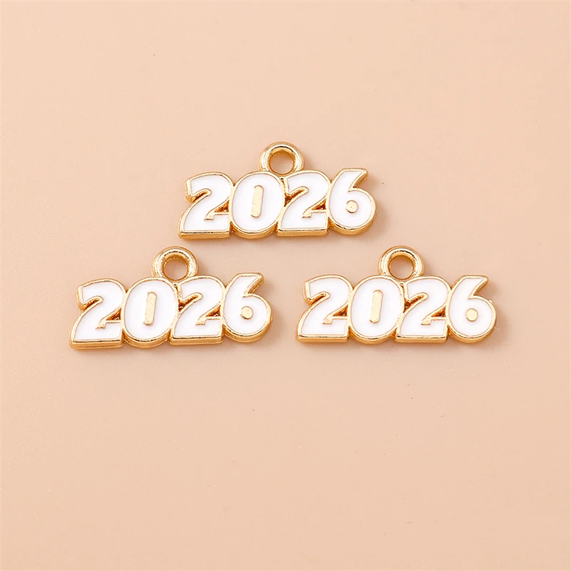 20 Stück 18x9mm Niedliche Emaille-Neujahrs-2026-Zahlen-Anhänger für Schmuckherstellung, Halsketten, Ohrringe, Armbänder, DIY-Bastelbedarf – Detail 11