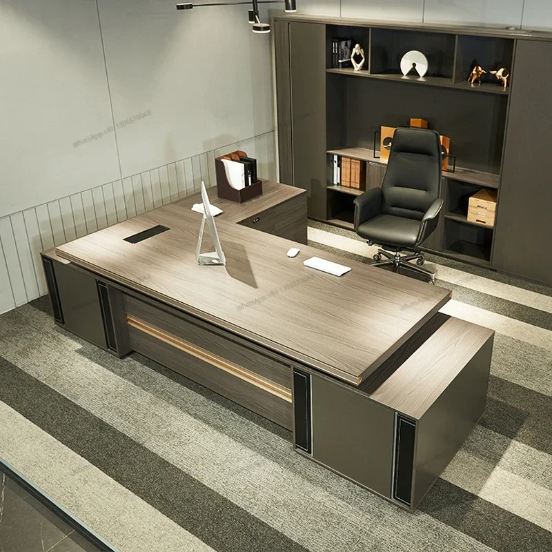 

Furniture, modern and minimalist General Manager's desk, single person with side cabinet, large class desk, fashionable CEO's de