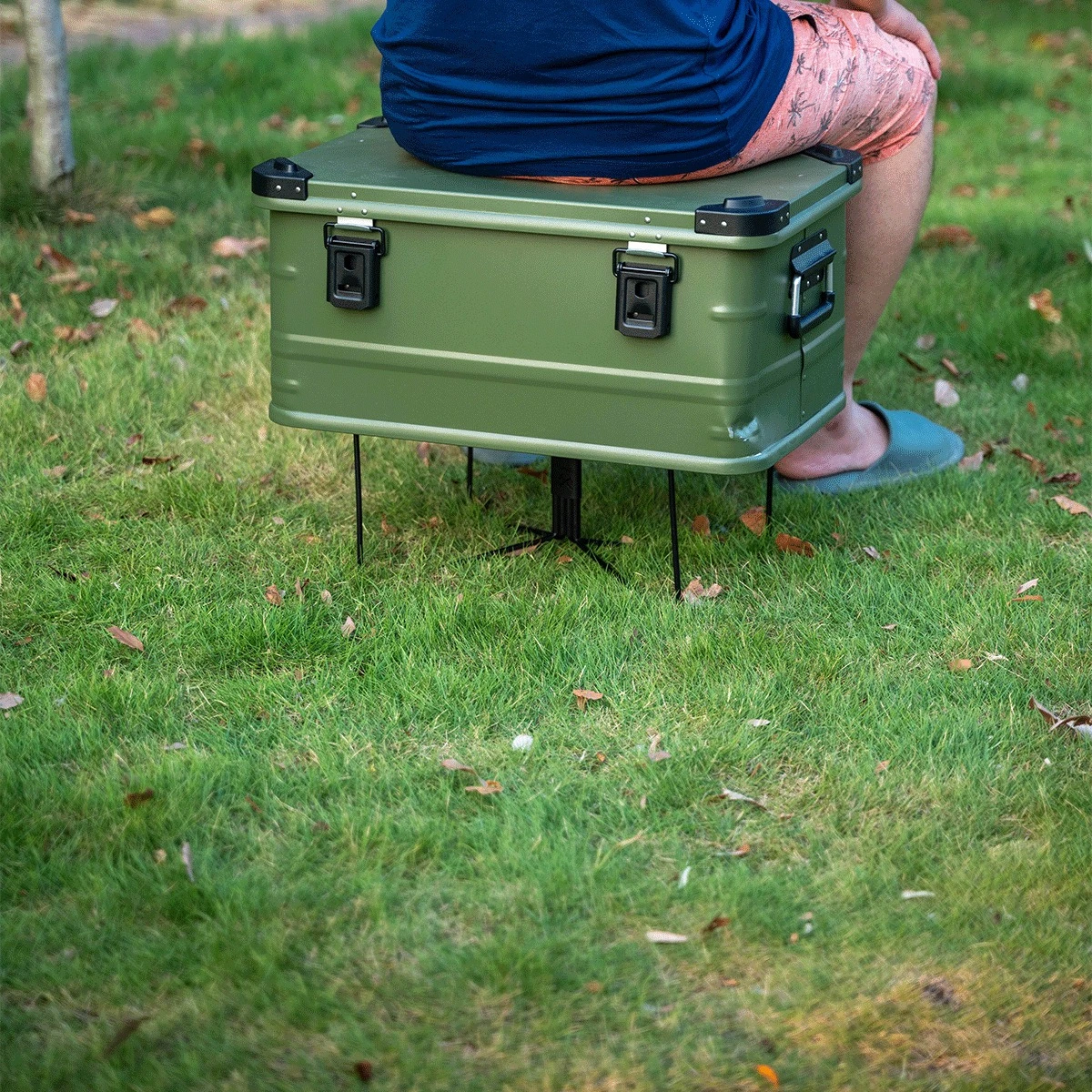 حامل تخييم قابل للطي في الهواء الطلق، رف تخزين محمول للنزهات الخارجية #5