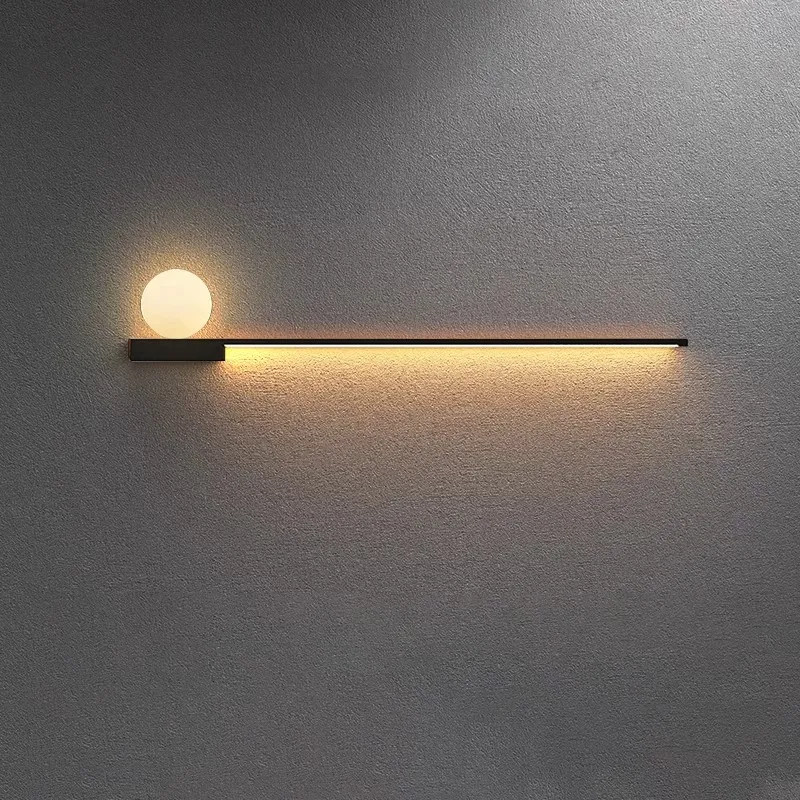 French Minimalist Long Strip Wall Lamp LED Light AC90-260V Aesthetic Living Room Headboard Background Logo Shop Lighting