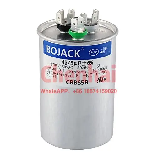 

BOJACK 45+5 uF 45/5 MFD 370V/440VAC CBB65 Dual-run circular start capacitor for AC motor operation or fan start or condenser