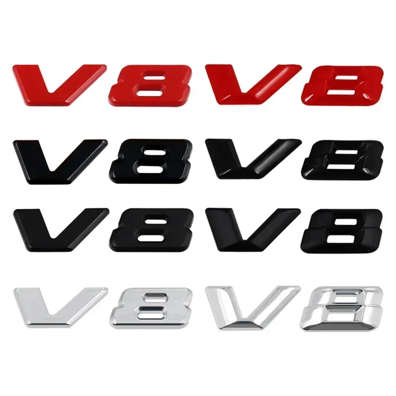 3D Chrome Black V8 Logo Letters Car Fender Emblem Badge Sticker For Mercedes Benz AMG GL ML SL 500 220 C63 S500 V8 Accessories