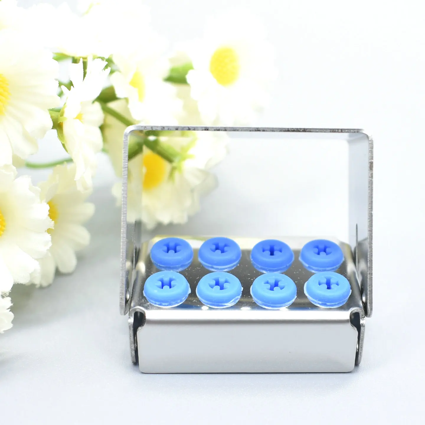 8 Holes Dental Bur Holder Disinfection Storage Case Stand Autoclave Stainless Rubber Needle Frame For Both High And Low Speeds