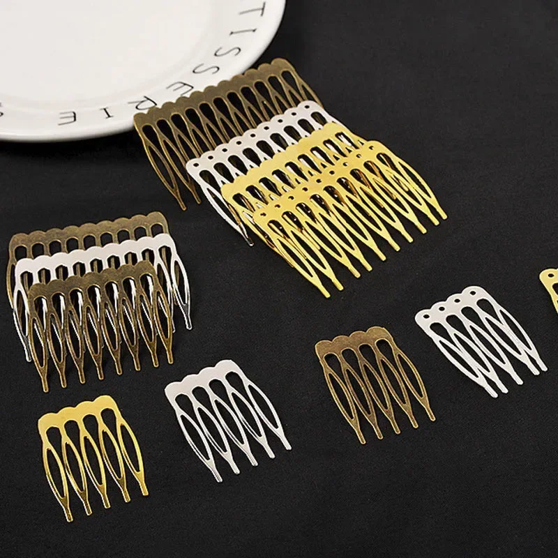 

10pcs 5/10 Teeth Metal Hair Comb Blank Base Gold Hair Claw Hairpins For Jewelry Making DIY Wedding Hair Components Accessories