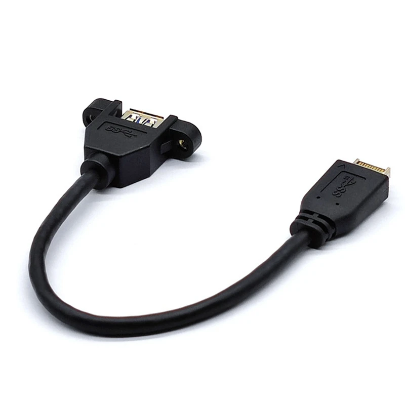 Top-USB 3.2 Gen2 Front Panel Screw Mount Extension Cable 10Gbps 20Pin TYPE-E To USB3.2 TYPE-A Female Connector Extensor