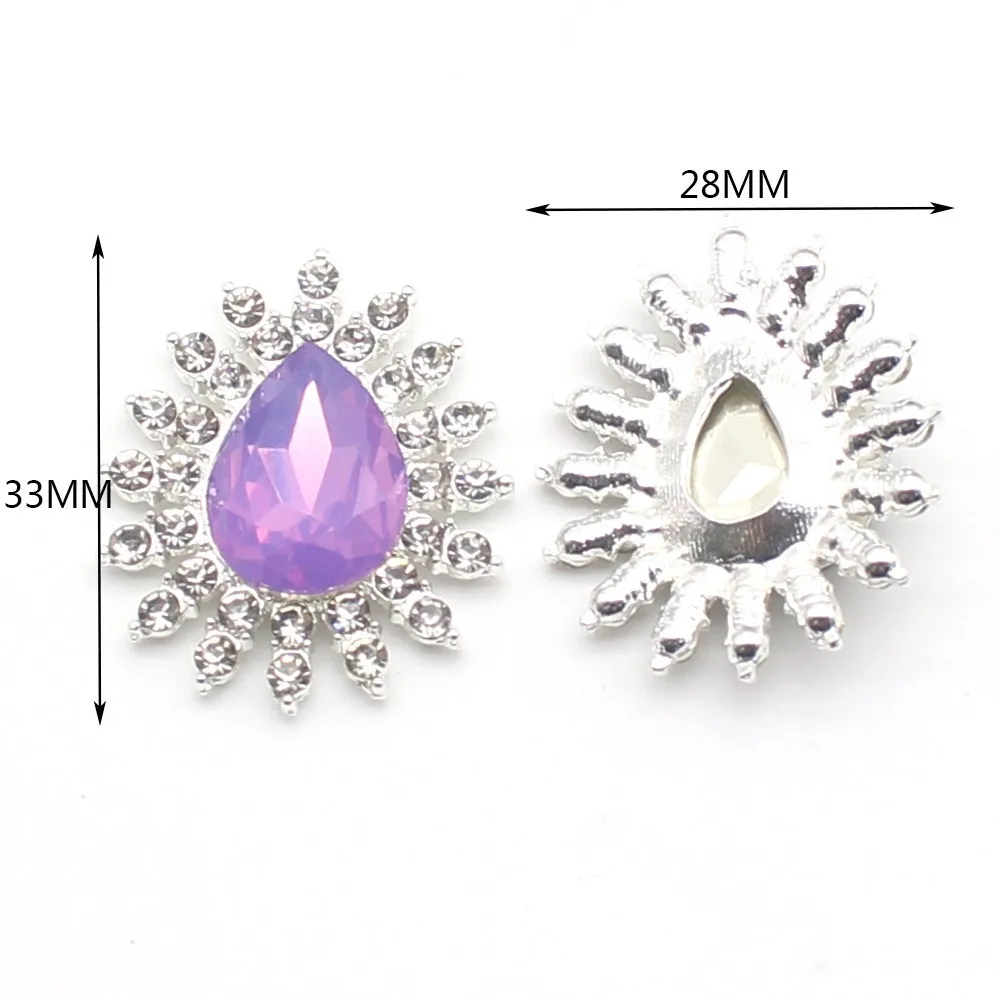 5Pcs alloy water drop shaped diamond resin accessories flower plate water drill button DIY wedding dress gift box accessories