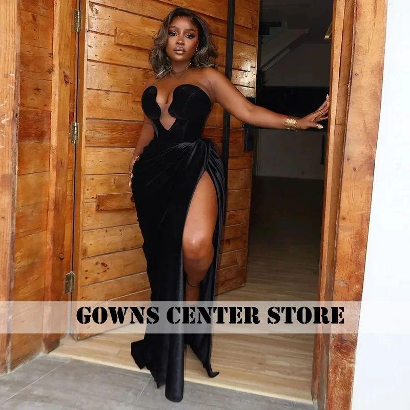 فساتين سهرة مخملية مثيرة 2026 فساتين حفلات حورية البحر للفتيات السود فستان سهرة نسائي أفريقي مخصص