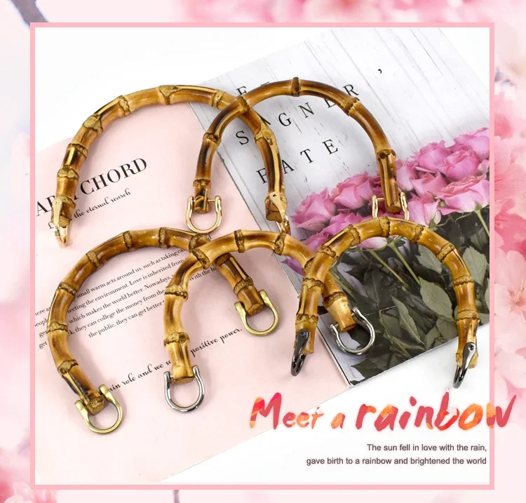 1/2Pcs Deepeel Natural Bamboo Handle Clutch HandBag Frame Replacement U-shaped Handles for Woven Bag Luggage Hardware Accessory