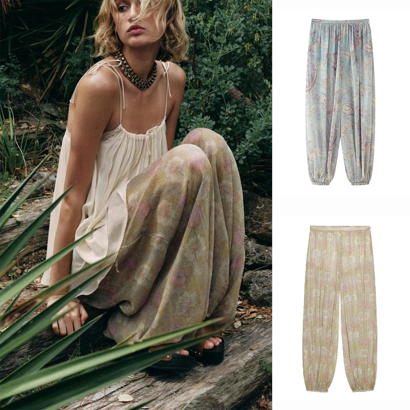 Frühling Herbst Neue Ankunft Elastische Layered Plissee Saum Blumen Laterne Hosen Hohe Taille Gerade Bein Casual Hosen für Frauen