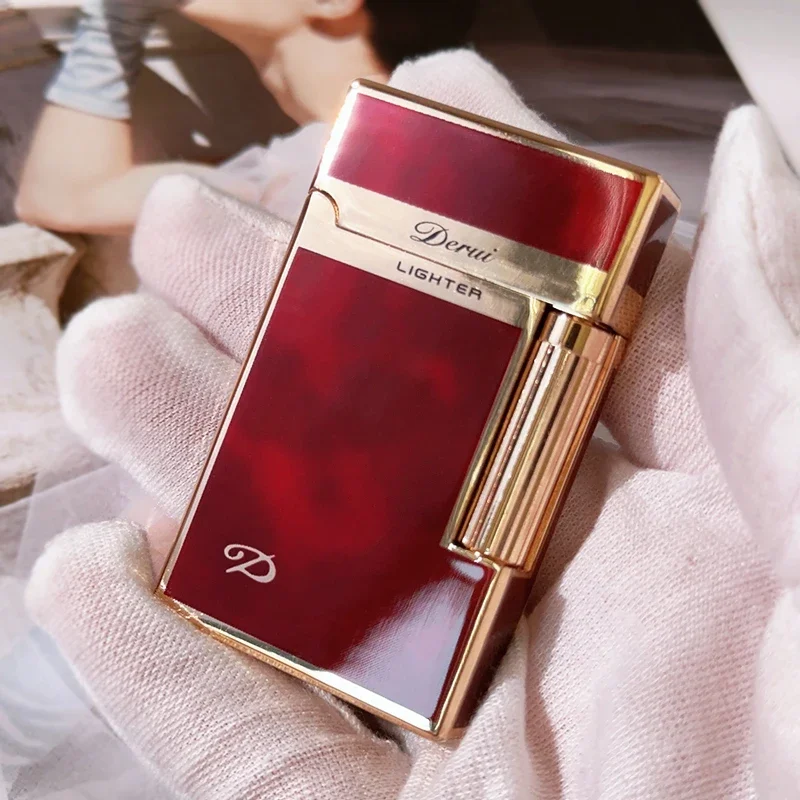 2024 Hot Selling Derui Sound Loud Lighter Creative Butane Gas Windproof Straight Metal Lighter Men's Gift Box Cigarette Lighter