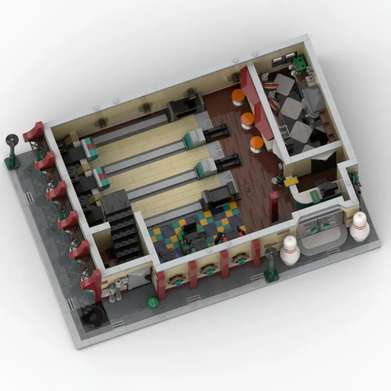 3474PCS MOC City Bowling Suites Street Views Modular Model Building Blocks Stacking Bricks Creative Kid Toy Gift Diy Educational