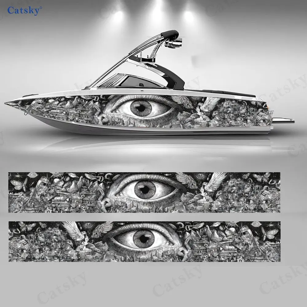

Mysterious Eye Pigeon Ruins Dark Retro Style Boat Sticker Vinyl Ship Pontoon Deck Boat Fishing Decorative Pontoon Boats Decal