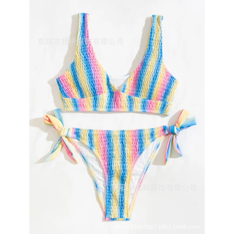 Special Offer Sexy Printed Multicolor Cable Striped Sexy Bikini Swimsuit Hot New StylebikiniSwimwear