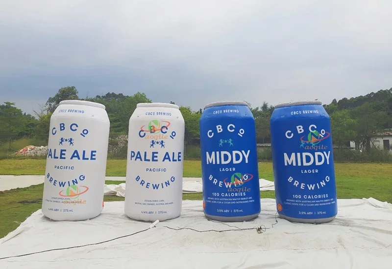 Shop Exhibition Pvc Beer Model Inflatable Beverage Bottle Advertising Cans