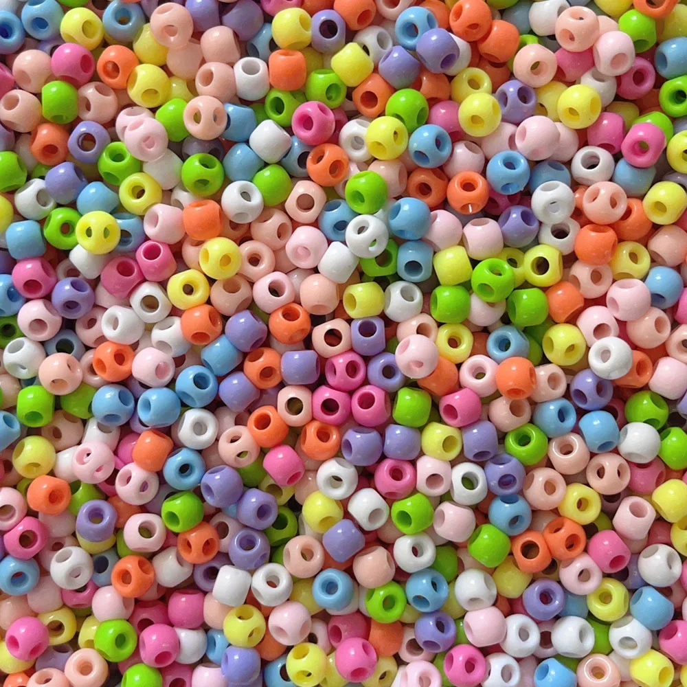 50Pcs Acrylic Four-way Hole Round Beads Candy Color Loose Beaded Handmade DIY Bracelet Pendant Jewelry Accessories 8x6mm