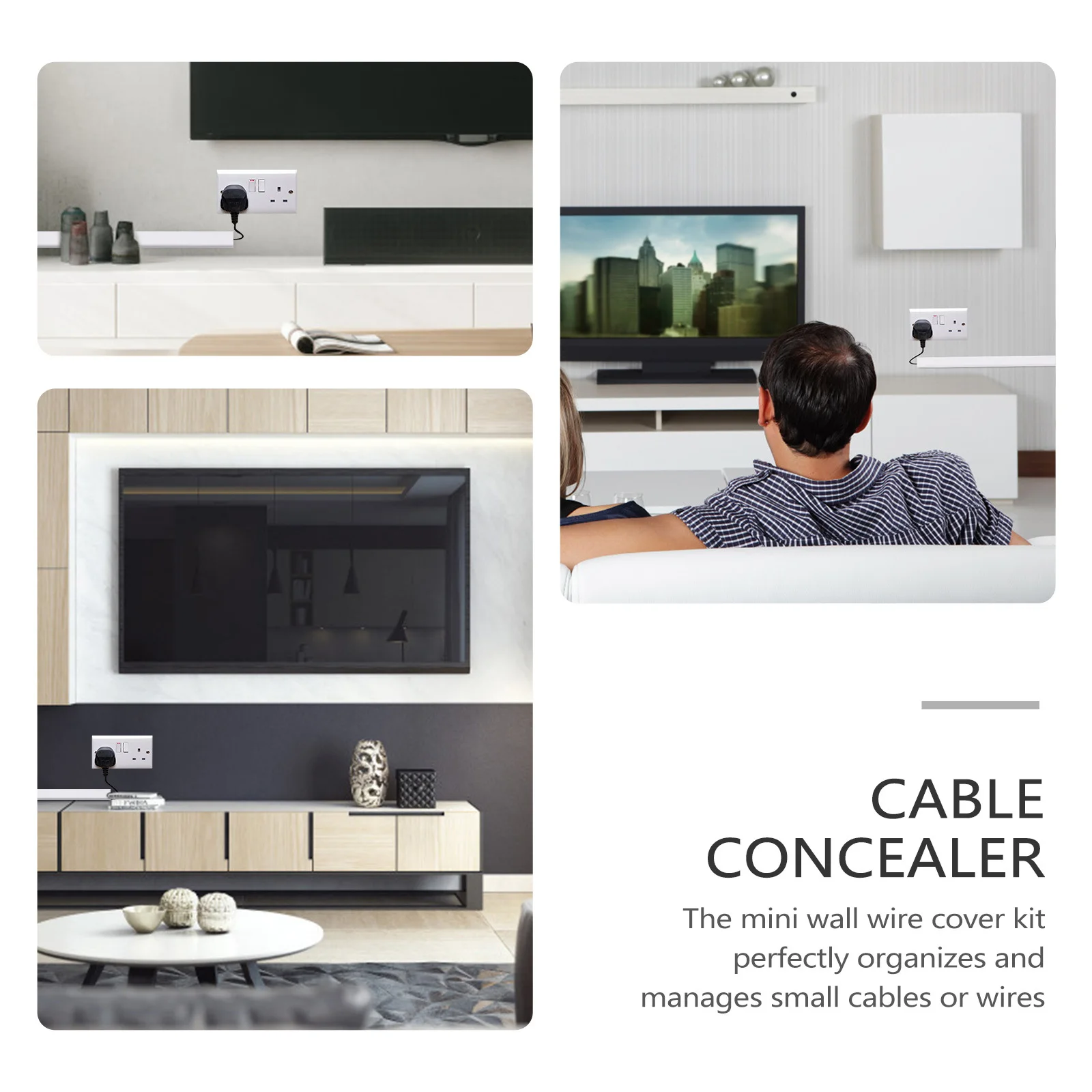 

1 Set Cable Concealer Wall Cord Hider For Speaker Ethernet Cables Plastic Raceway Organizer Home Office Slim Cord Management