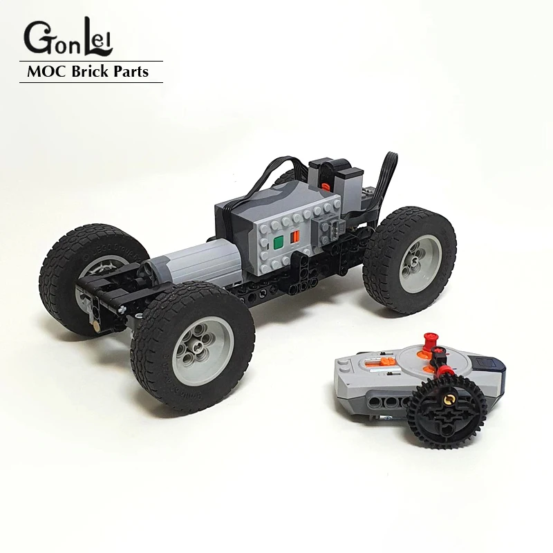 Technical RC Car Chassis Set with Rear Differential System Drived by Power Functions Motors MOC Building Blocks Set Bricks Toys