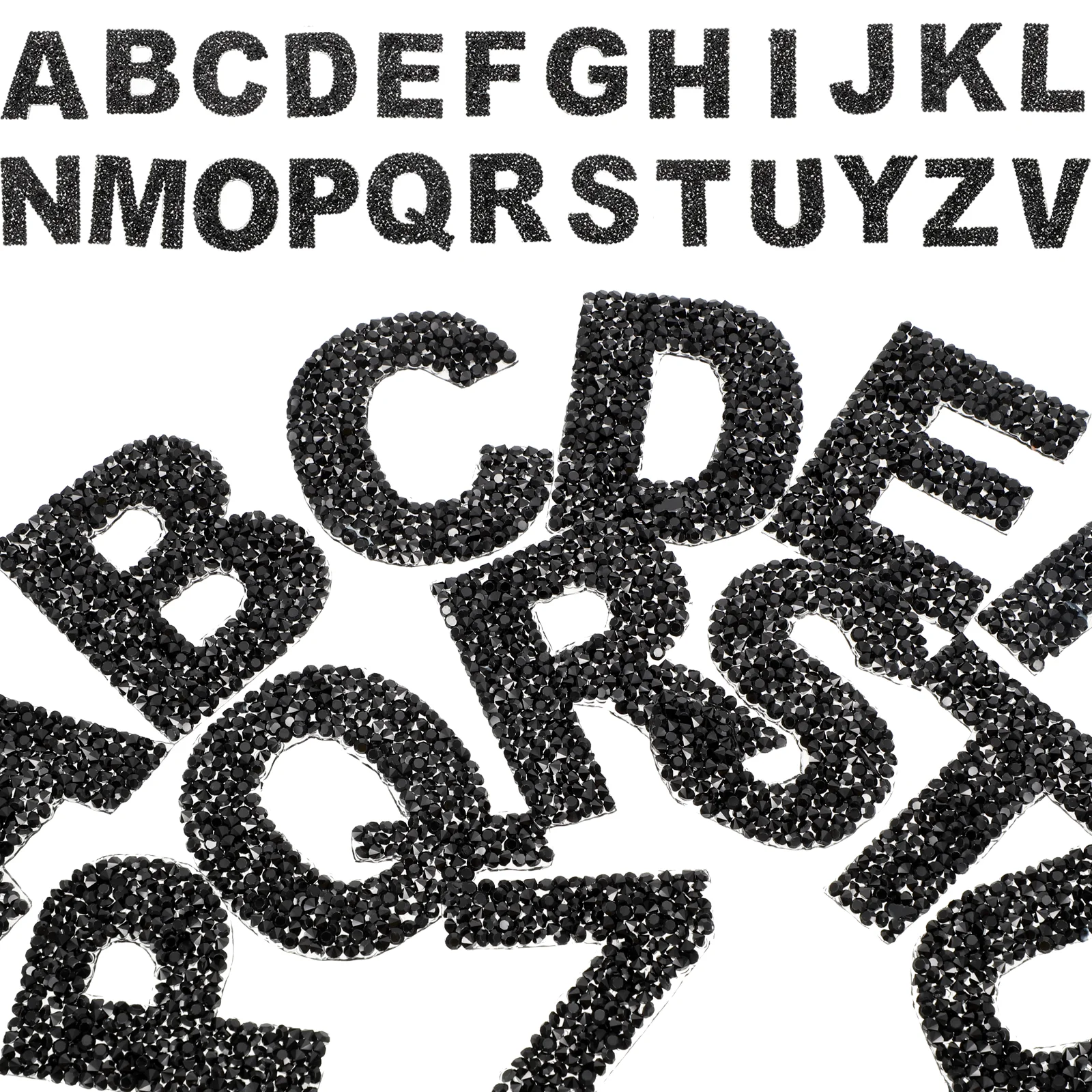 

26 Gems Iron Letters Rhinestone Self Adhesive Scrapbook Clothing Decorative Stickers Alphabet Resin Bright Shiny Craft Elastic