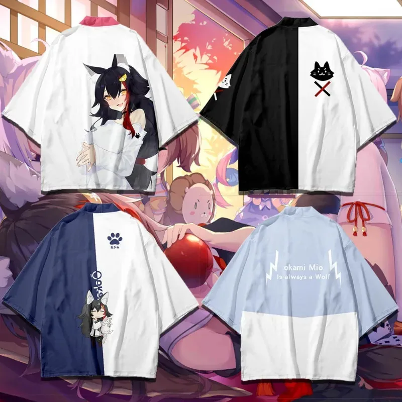 أزياء جديدة نمط هيرمان كيمونو لعب الأدوار أنيمي طباعة للجنسين الصيف عارضة نصف كم أعلى كيمونو سترة #1