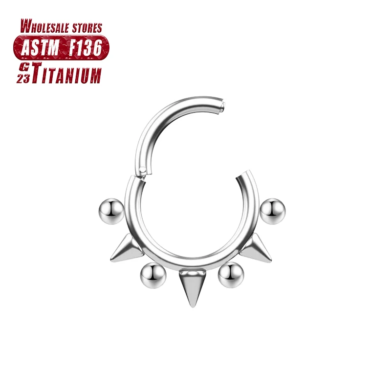 F136 Titanium Septum Ring Hoop Piercing Nose Rings Cone Spike Piercing Helix Cartilage Clicker Tragus Earrings Body Jewelry