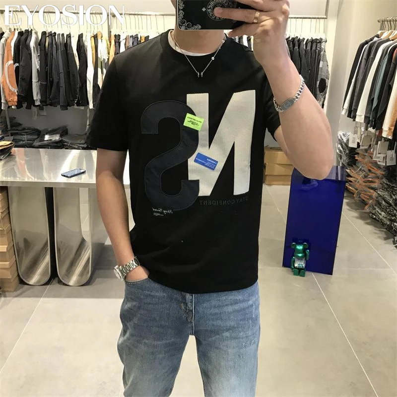 Summer New Men\'s T-shirt Letter Printing Cotton Round Neck Loose Fashion Male Short Sleeve Tee Plus Size 5XL Tees Tops Clothes