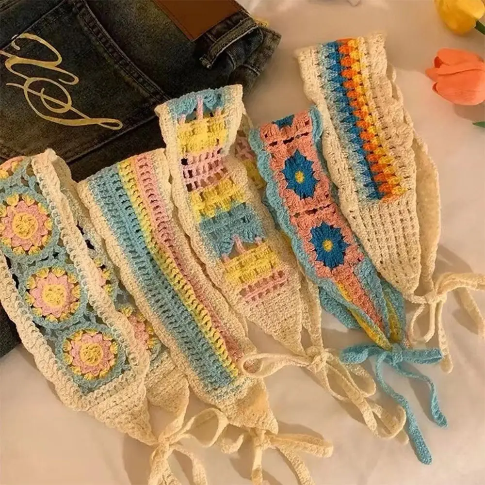 

Colorful Ethnic Style Triangular Headscarf Colorful Dopamine Woven Headbands Knitted Bandanas for Women Girls