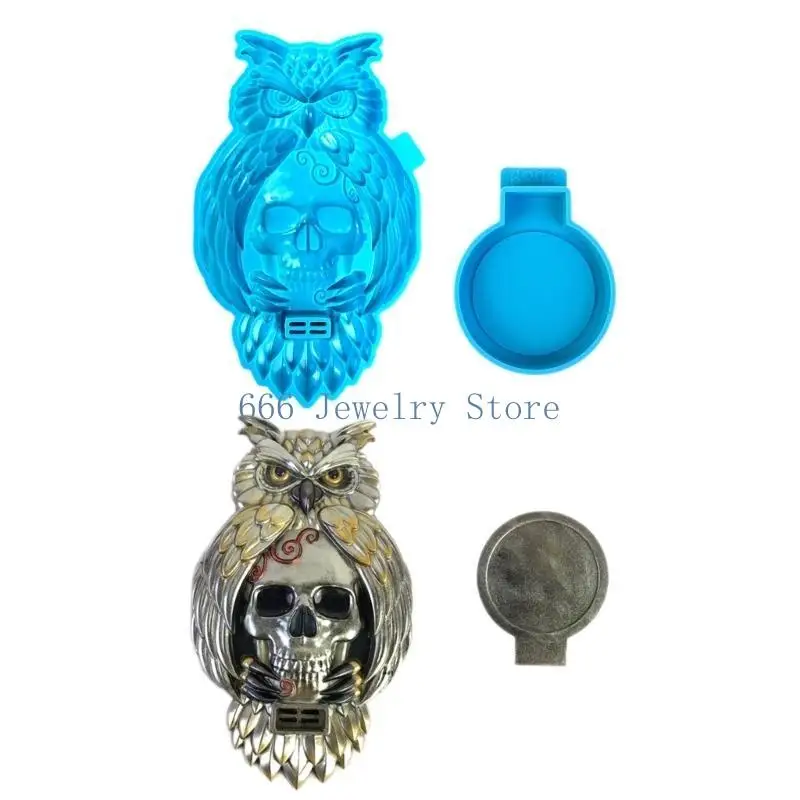 F2TD Stylish Owl and Skull Silicone Mold Silicone Material Stand Mold for DIY