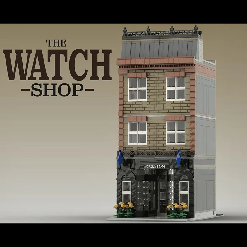 City Street View Model Moc Building Bricks Modular Watch Shop ​​​​​​​Model Technology Blocks Christmas DIY Toy Construction Gift