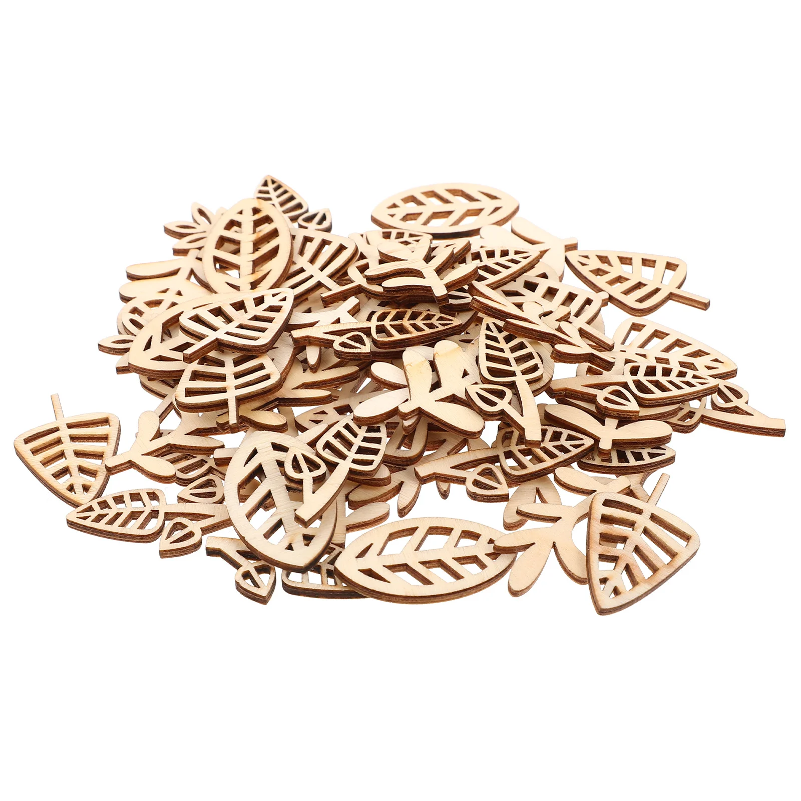 100 قطعة شرائح خشبية حرفية ذاتية الصنع أشكال عشب الزهور الطبيعية مستلزمات الرسم الإبداعية للأطفال رقائق الكتابة على الجدران اليدوية لتقوم بها بنفسك المنزل