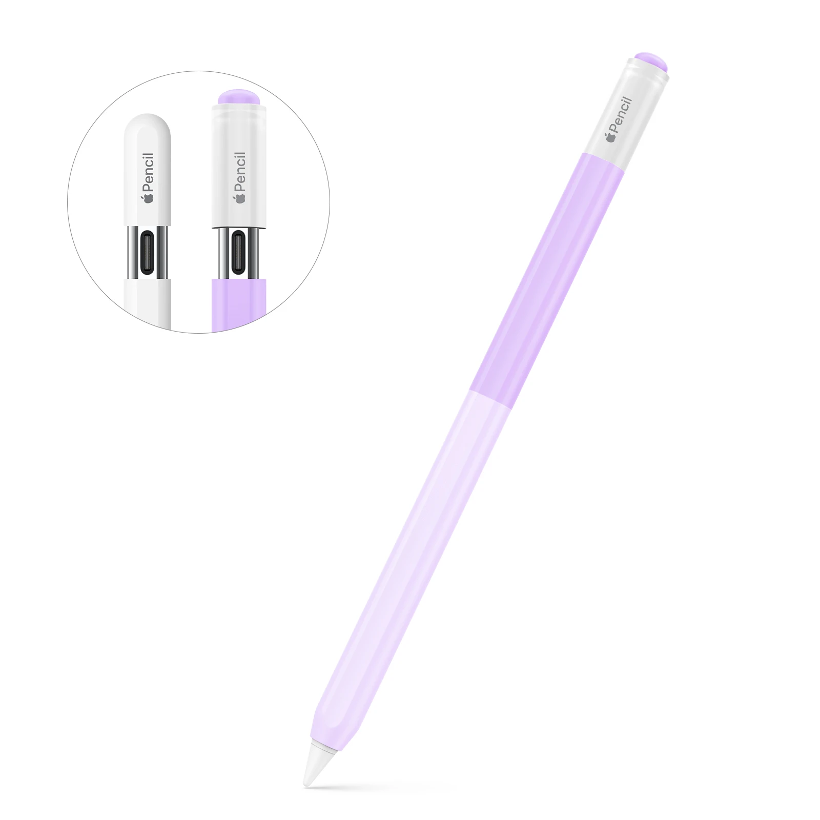 

MoKo Silicone Case for Apple Pencil (USB-C),Gradient Color Protective Cover Sleeve,for iPencil Magnetic,Perfect Grip,Clear Cap
