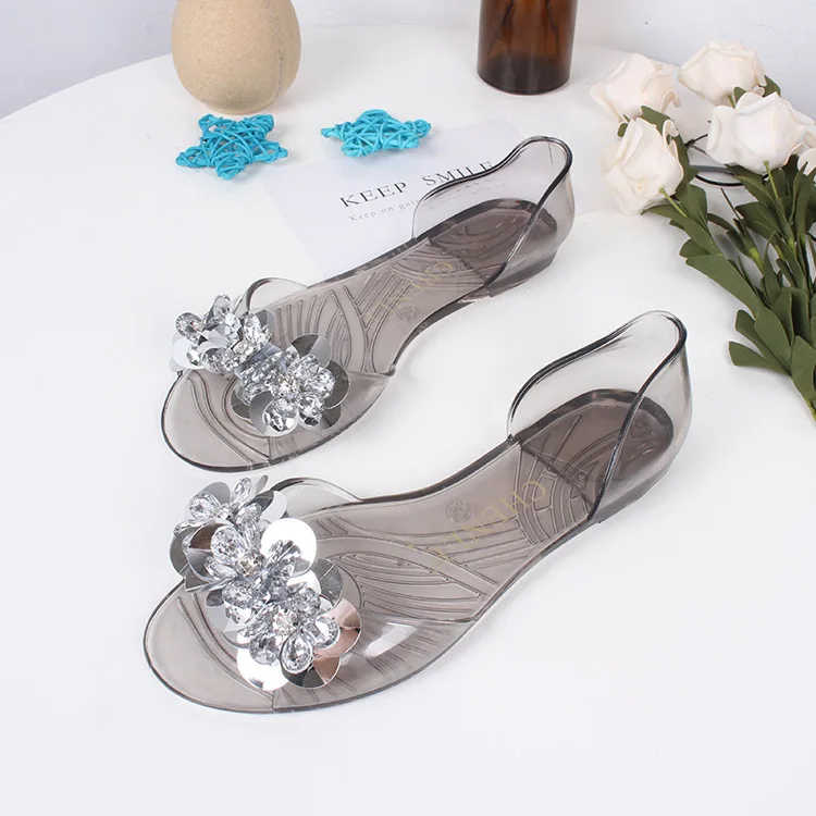 2026 Sommer Damenschuhe Sandalen Pantoletten Prinzessin Schleife Kristall Transparente Jelly Weiche Schuhe Femme Flache Strandsandalen für Damen – Detail 8