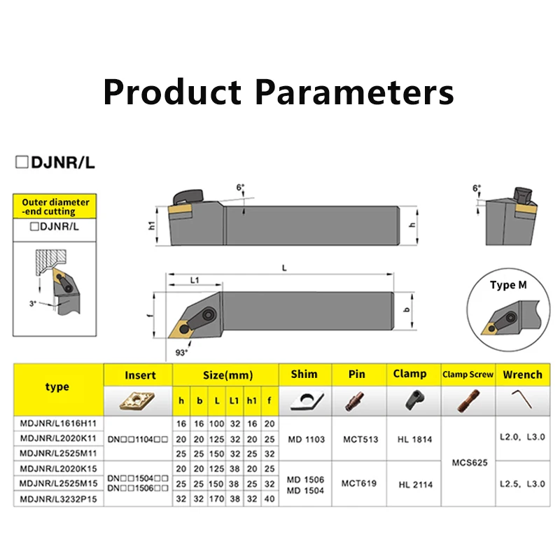 External Turning Tool MDJNR MDJNL MDJNR1616 MDJNR2020 MDJNR2525 MDJNR3232 CNC Cutting Tool Cutter Bar Lathe Bar Turning Holder