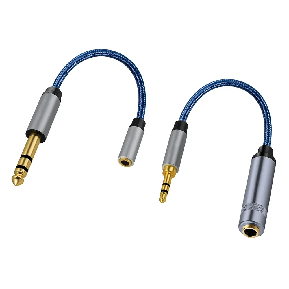 3.5mm estéreo para 6.35mm trs fone de ouvido jack adaptador macho para fêmea 6.35 a 3.5 cabo de áudio aux para amplificador de guitarra misturador de alto-falante