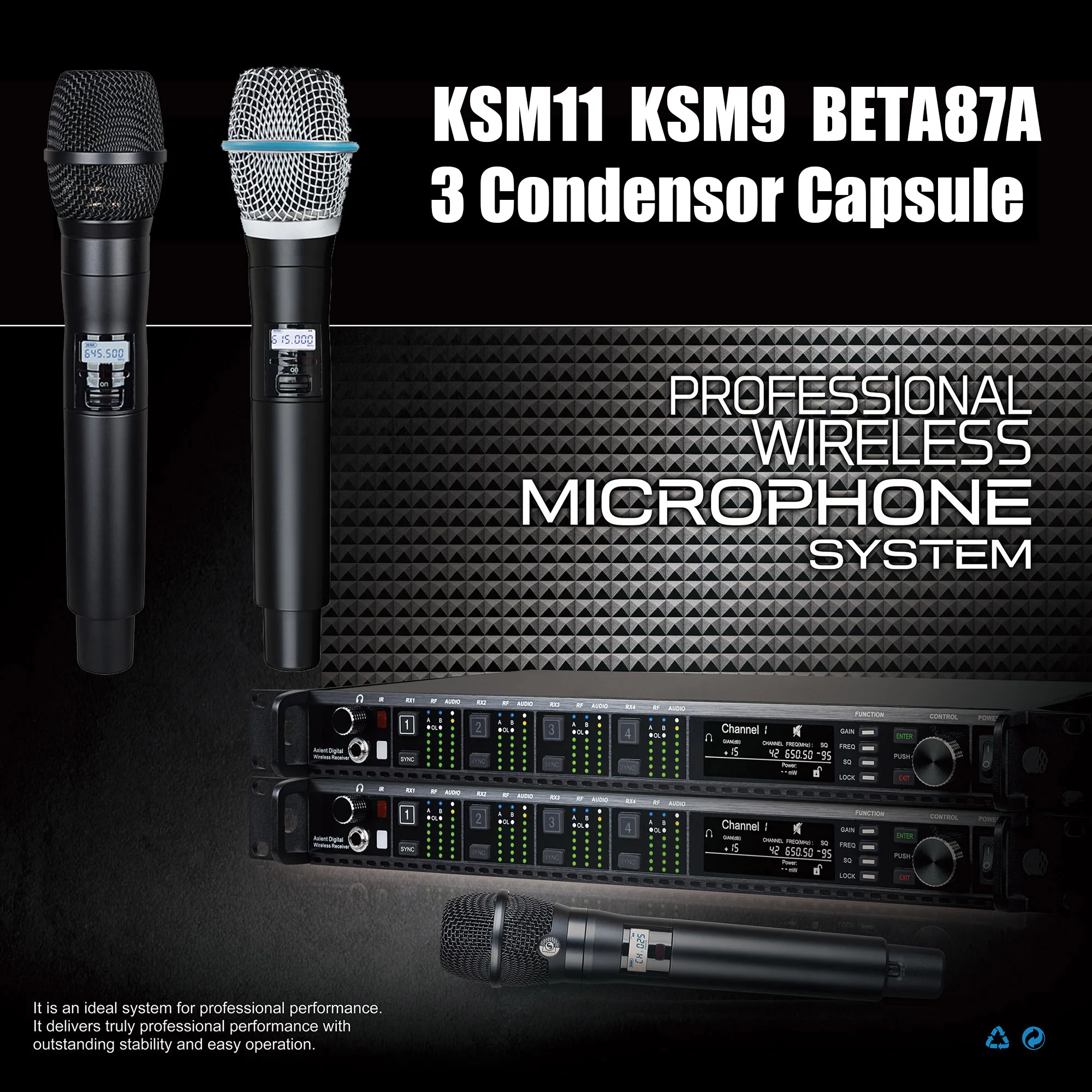 Leicozic AD4Q 4 Channel Wireless Microphone Professional Stage Microfone Condsensor KSM11 KSM9 BETA87A Capsule 500/600/900Mhz
