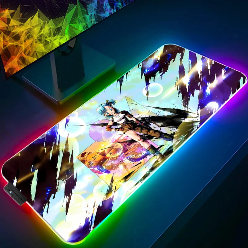 

Dragon Ball Bulma RGB Mouse Pad gamer Large LED Keyboard Anti-Slip Rubber Computer Carpet Desk Mat PC Gamer Backlight Mouse Pad