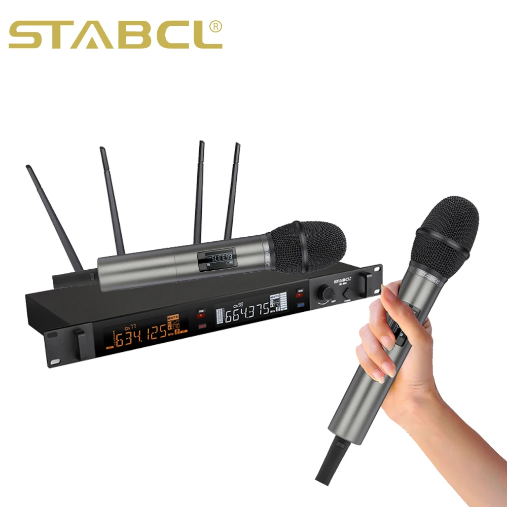 

ST-990 Professional True Diversity UHF Wireless Microphone 800-1500M Long Range Dual Channel Receive Mic Stage KTV For Church