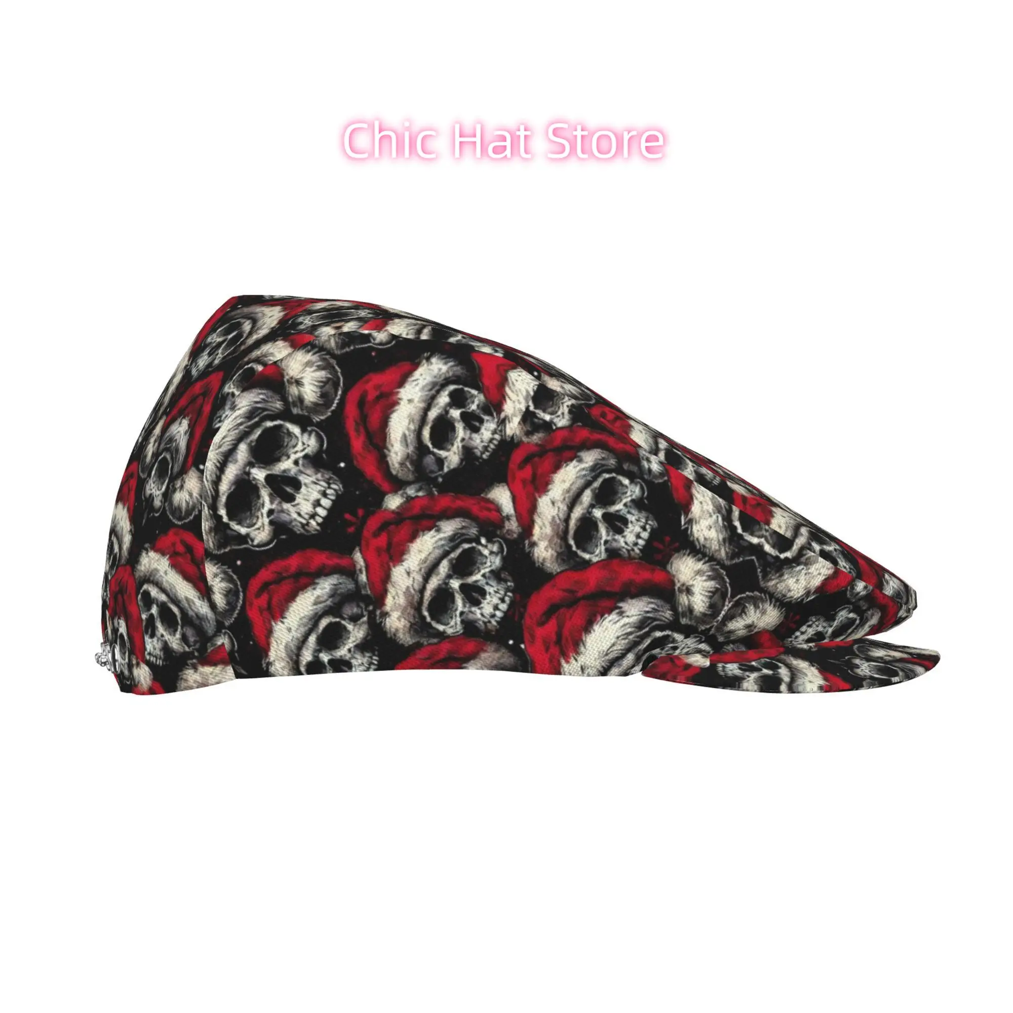 1pc of Christmas-Themed Flat-Top Hats Featuring a Skeleton Santa Design, Suitable for Both Men And Women. These Include Newsboy