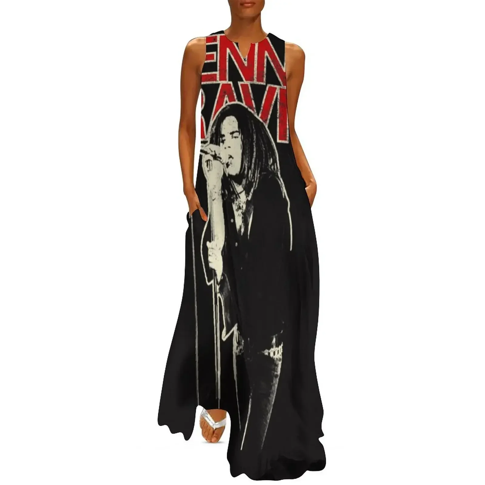 

Lenny Kravitz Red Logo Mic Pose Long Dress women's clothing summer 2025 novelties Clothing female Woman's evening dress Dress