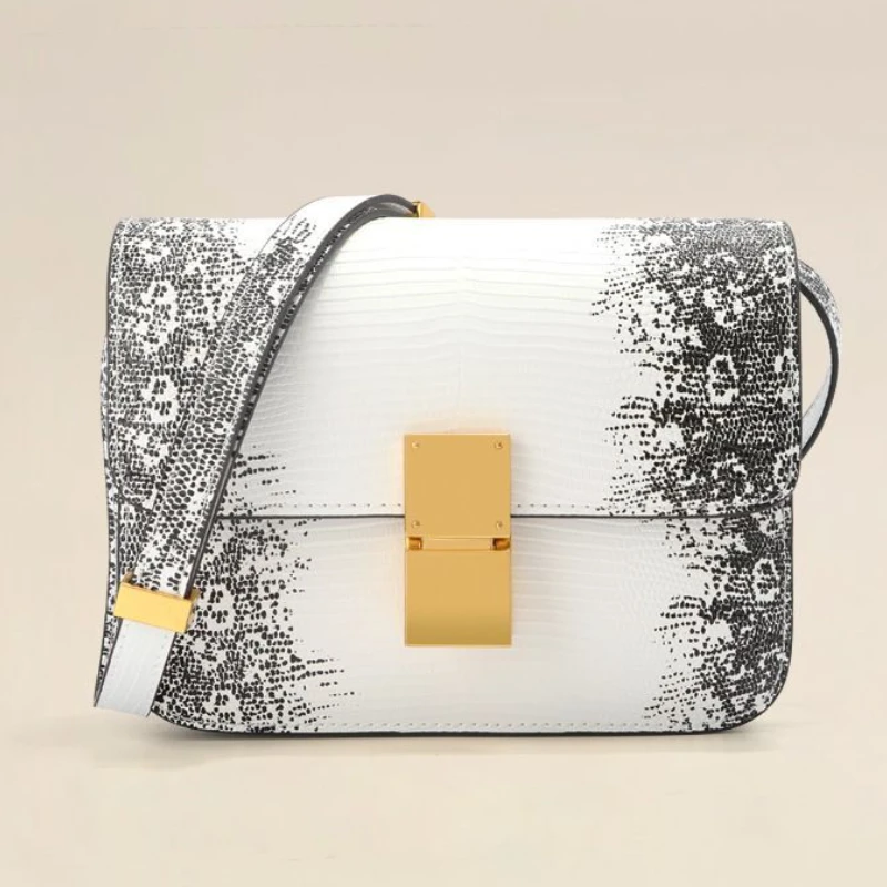 New Fashion Tofu Bag Top Quality Leather Luxury Design Lizard Pattern Classic Crossbody Underarm Shoulder Bag Women\'s Box Bag