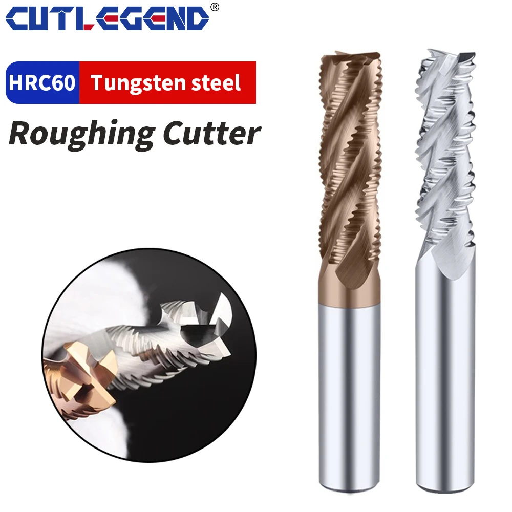 

1 PC Roughing End Mill HRC55 Solid Carbide 3 Flutes 4 Teeth for Steel Iron Aluminum MDF Fiberglass Acrylic Wood Copper Plastic