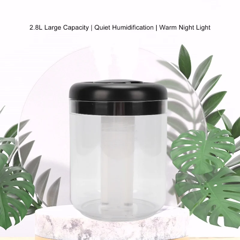 Top Fill 2.8L Cool Mist Humidifier USB 3 Modes Quiet Digital Display 7 Color Night Light For Home