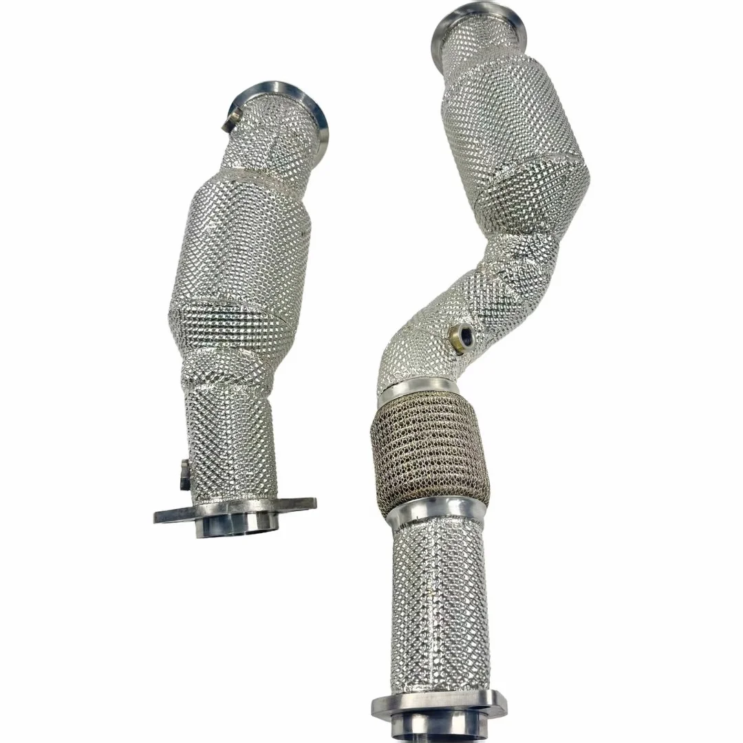 For DEX 304 Stainless Steel 200 Cells Exhaust Downpipe With Heat Shield for 3.0T