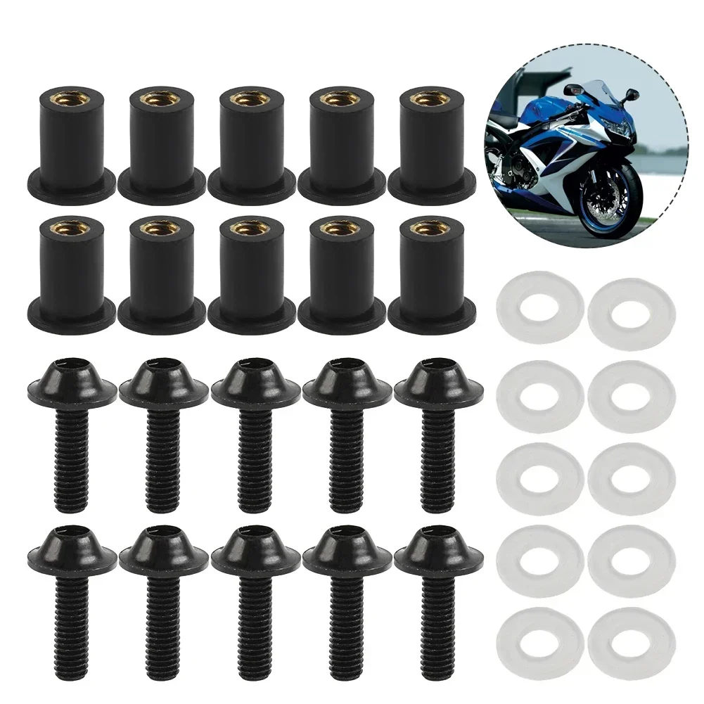 M5x16mm Motorcycle Windscreen Windshield Bolts Screws Nut Fastener For Honda For Suzuki For Decorative Screws