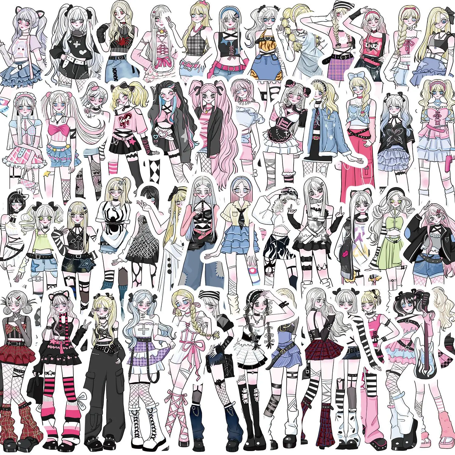 50PCS Anime Spicy Girl Dressing Sticker For DIY Phonecase Laptop Luggage Skateboard Wall Book Decal